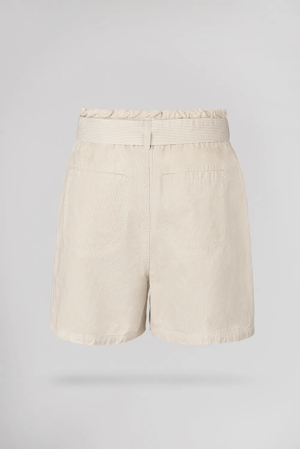 Teddy Smith S-Joy short donna grège righe lino paperbag
