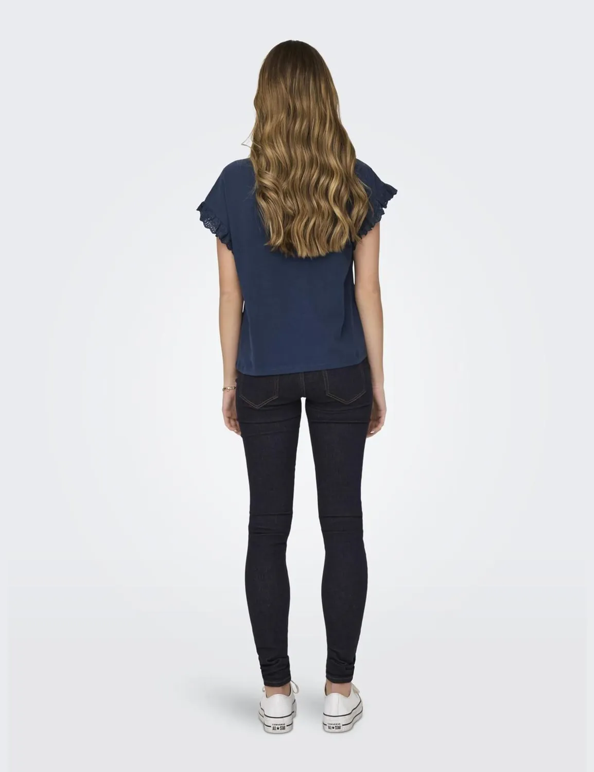 ONLY Onliris T-shirt donna XS blu ricamata