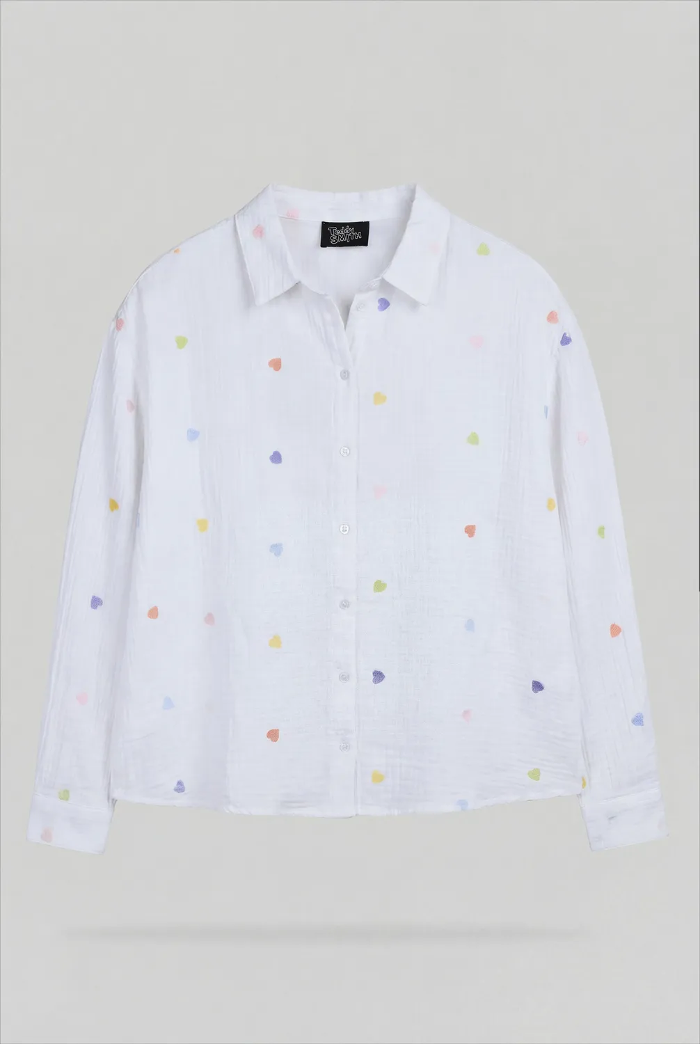 Teddy Smith C-Livana camicia bianca donna cuori garza