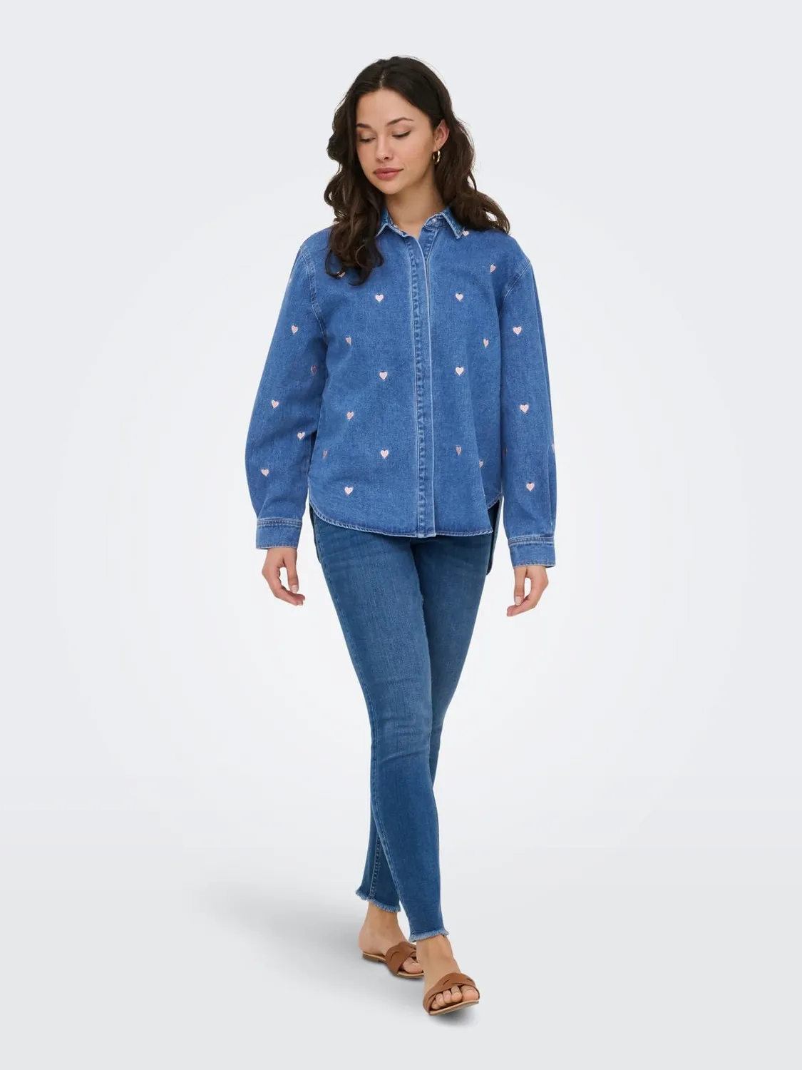 ONLY ONLVera camicia denim cuore L azzurra