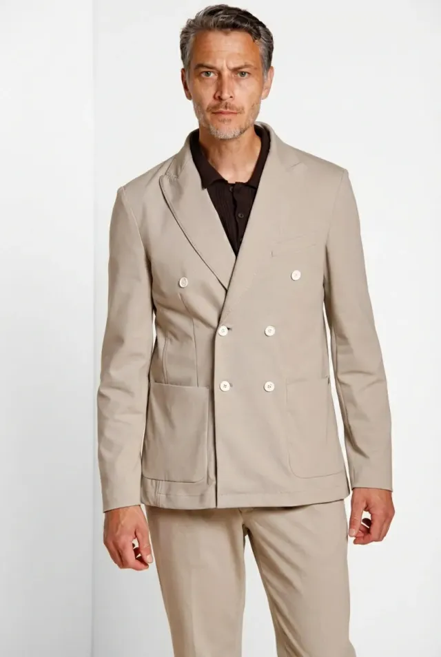 Mason's Golf Blazer doppiopetto beige chiaro jersey