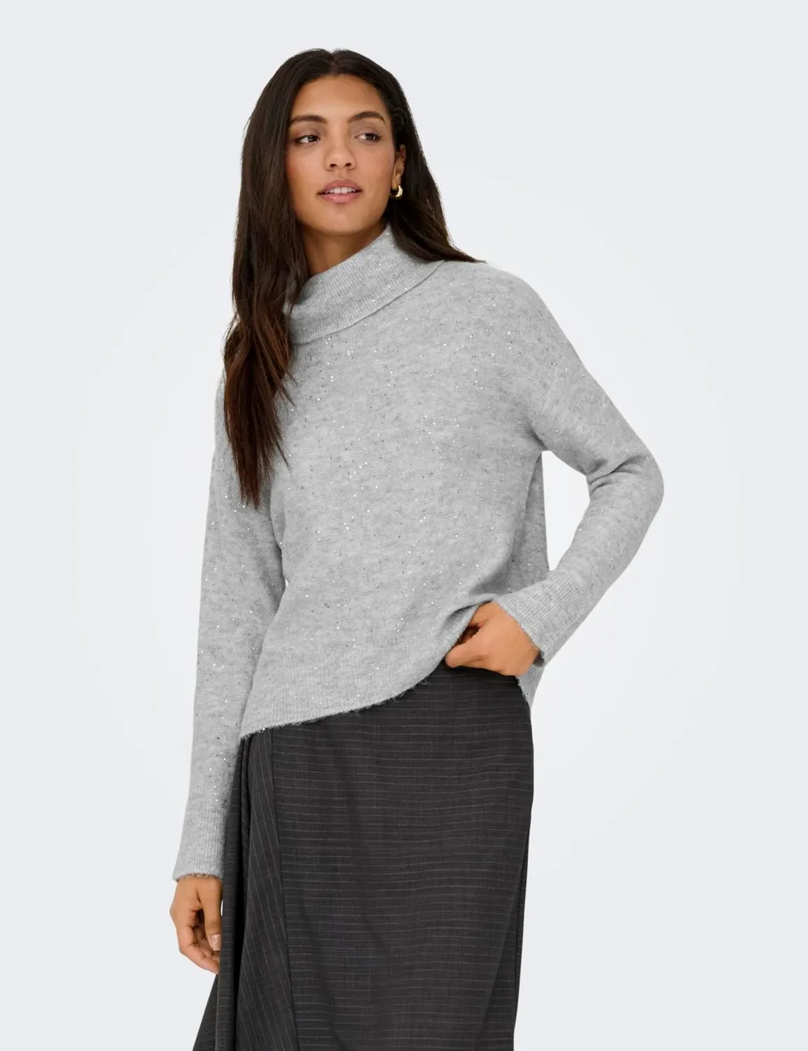 ONLY Onlarizona LS Sequins Rollneck Maglione Dolcevita L paillettes