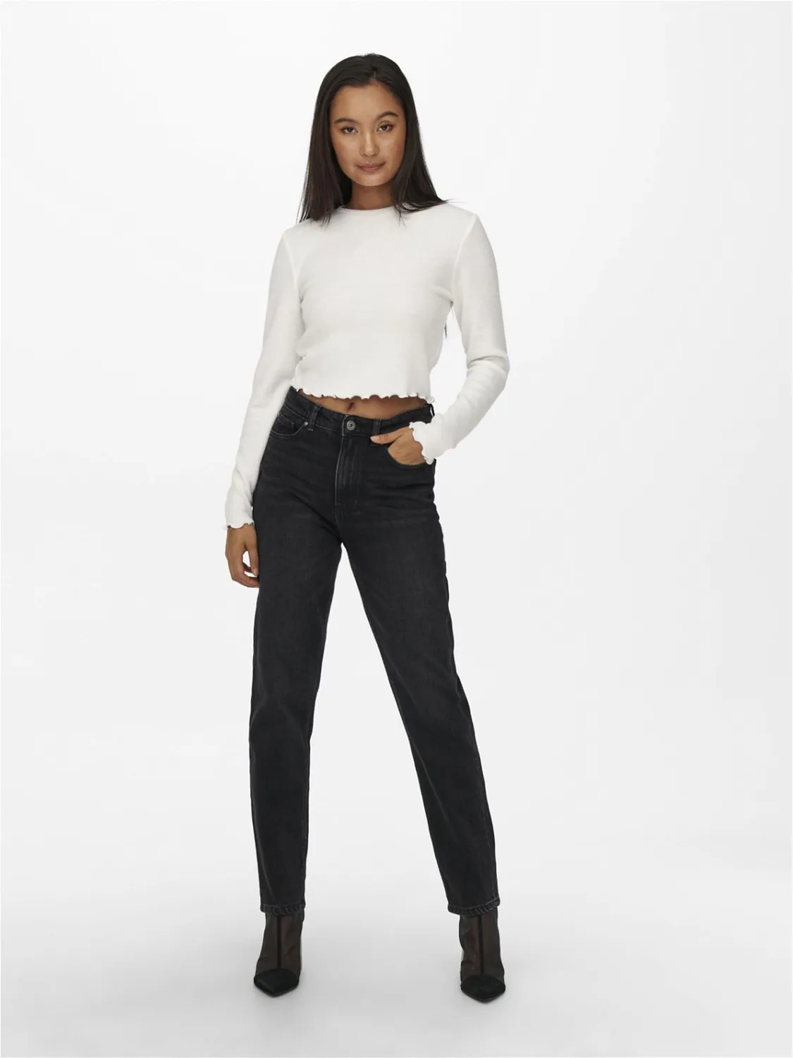 Only Onlkitty Top Cropped Donna L Maniche Lunghe Jersey