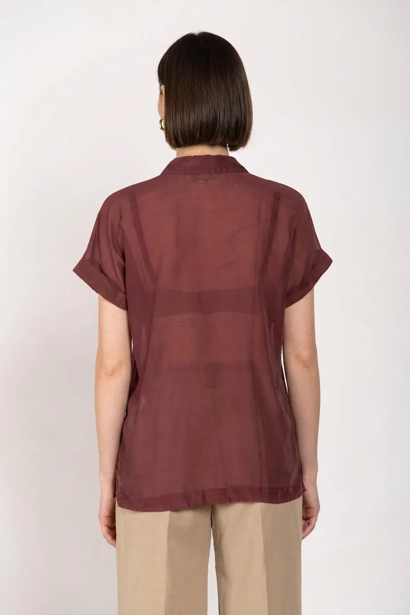 Mason's Natalie Camicia Donna Bordeaux Manica Corta
