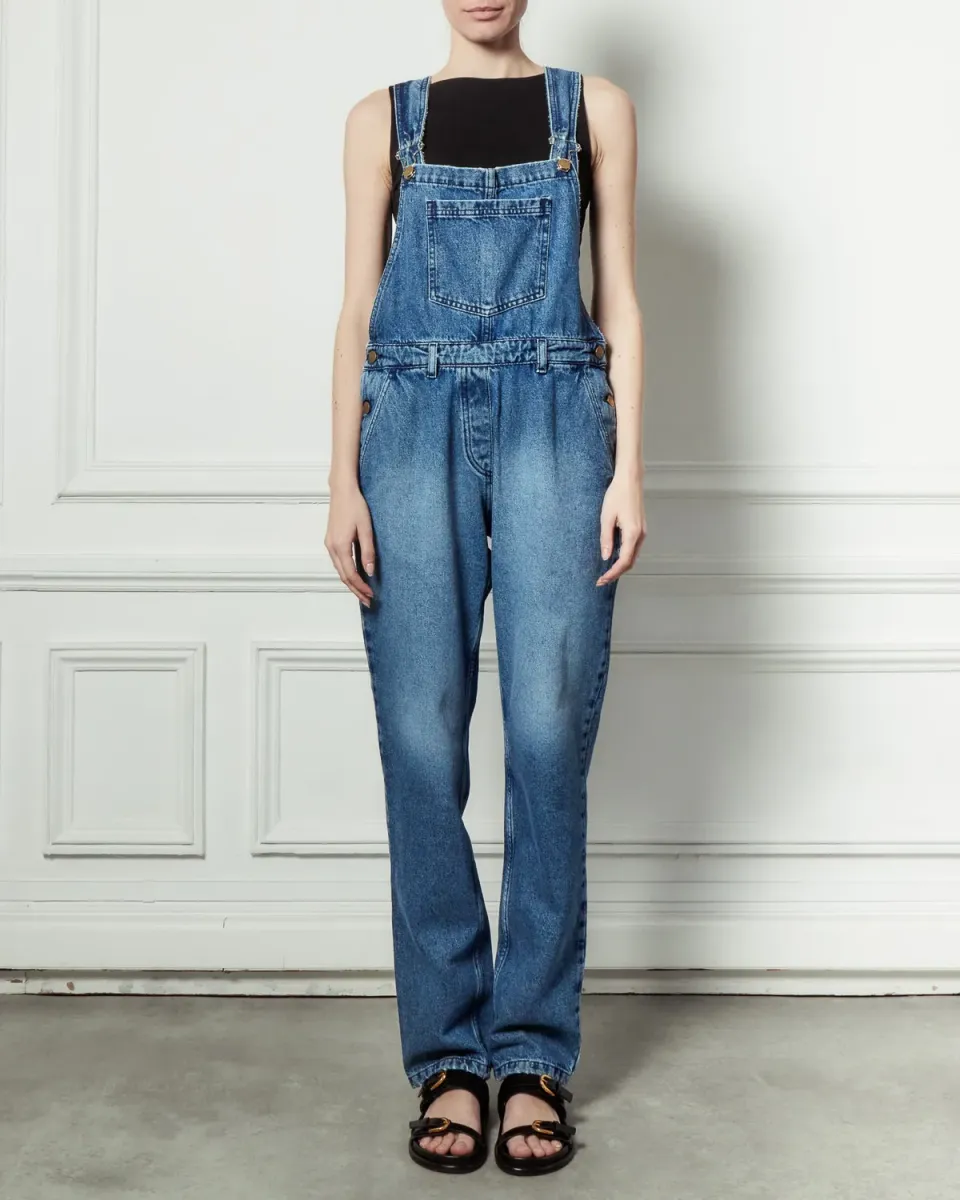 Acquaverde Kora Worn salopette jeans slavata