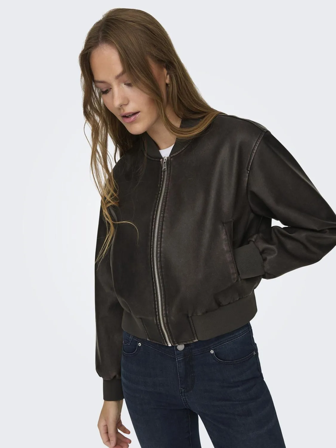 ONLY ONLJANE bomber ecopelle XS marrone cioccolato