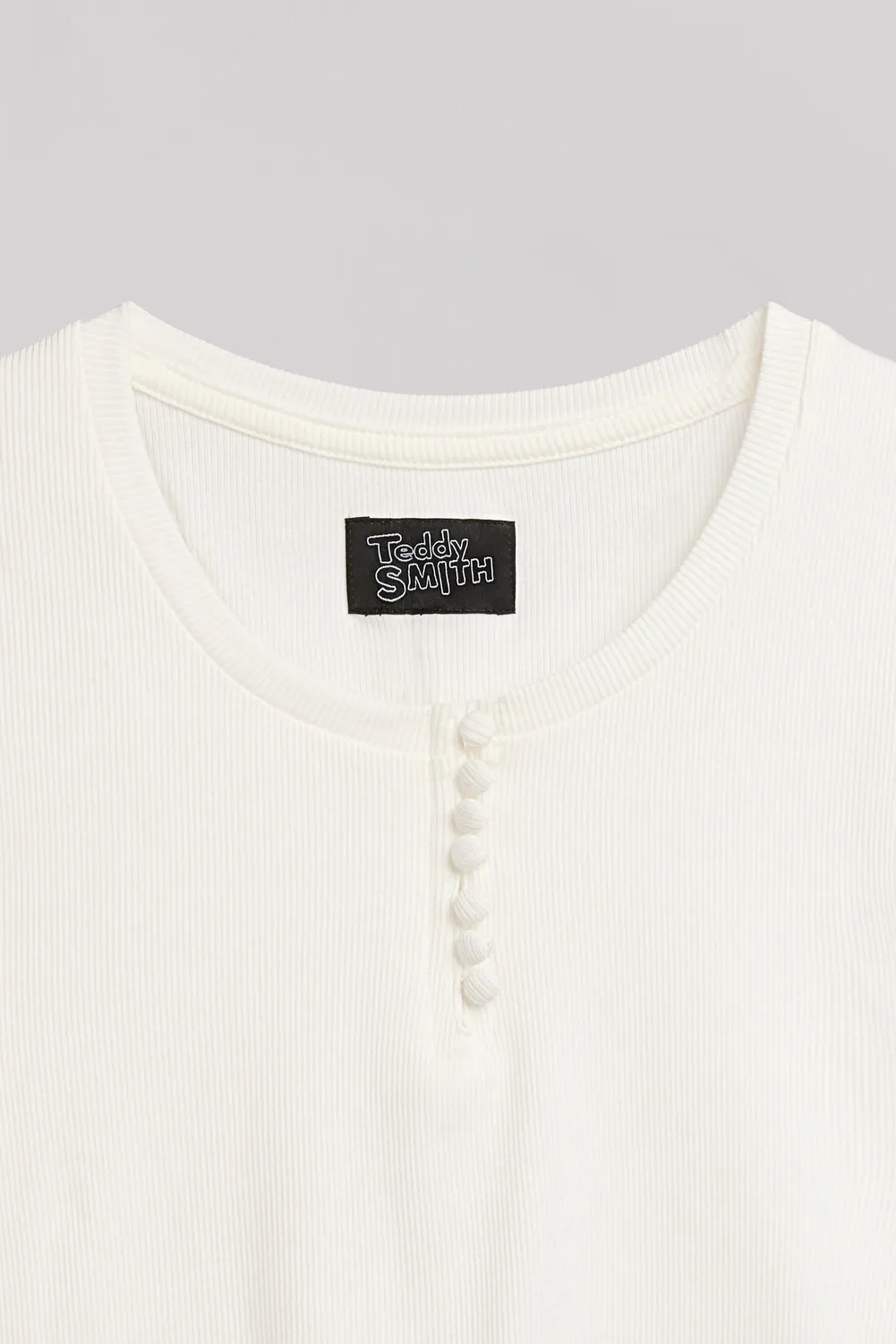 Teddy Smith T-Lol MC T-Shirt Bianca Donna Costina Bottoni