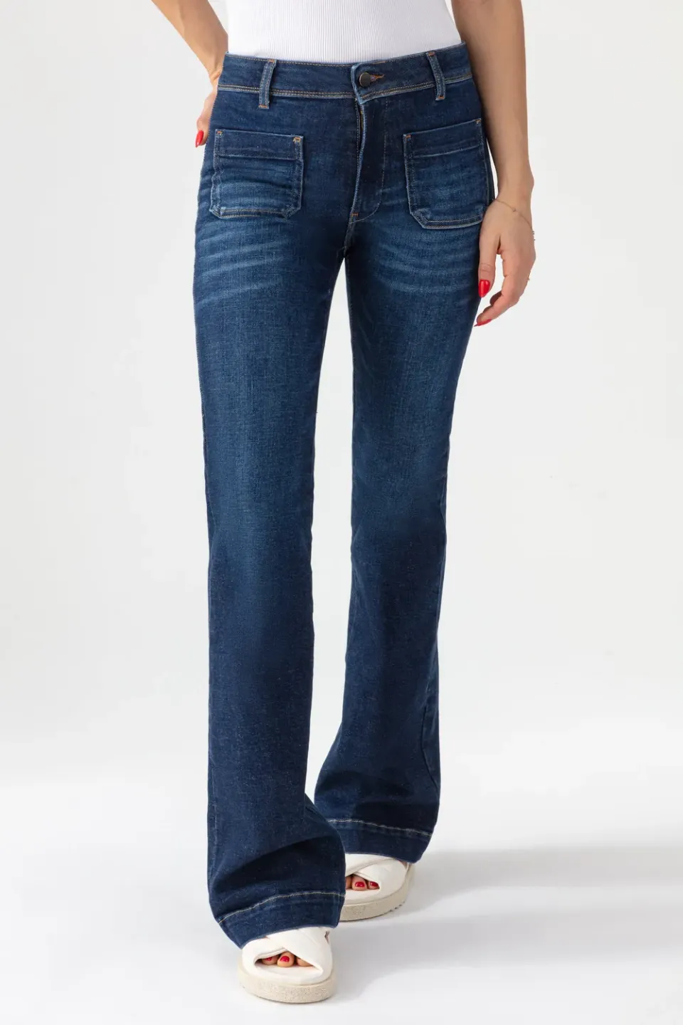Acquaverde Charlotte jeans bootcut Dark Wash vita media