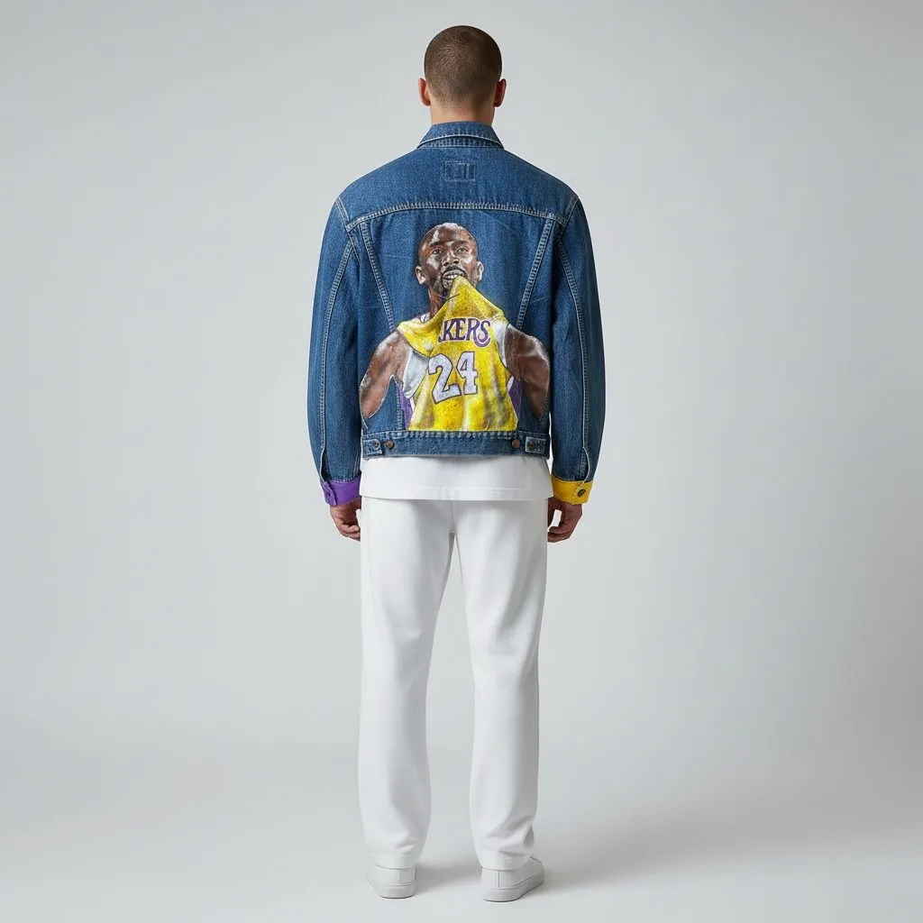 Never Say Never Lakers Kobe Bryant giubbino jeans dipinto