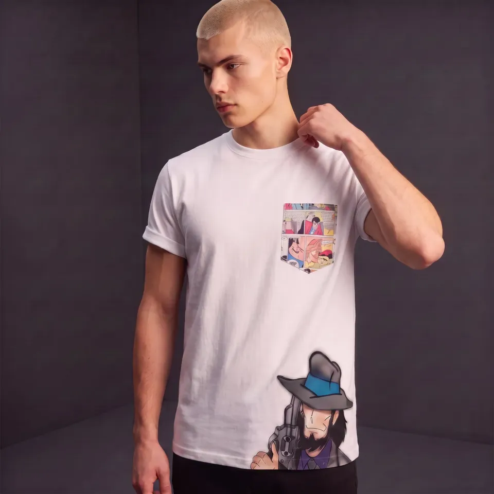 Never Say Never Jigen t-shirt dipinta taschino fumetto