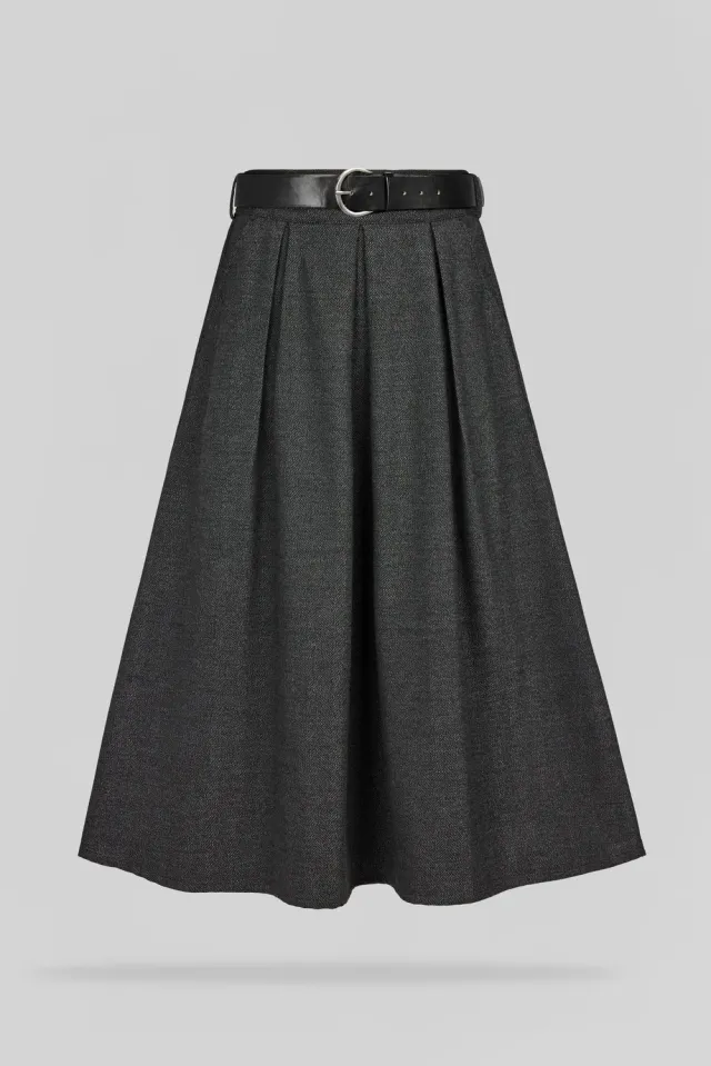 Teddy Smith J-Diana Melange Black gonna midi grigia chevron