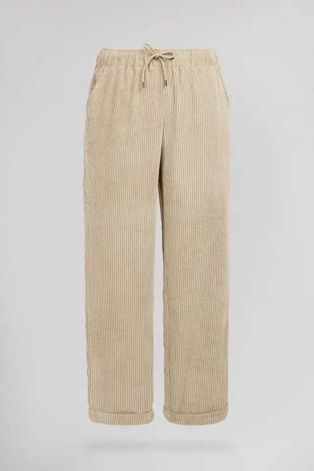Teddy Smith Velours Pantaloni Bambina Beige Chiaro