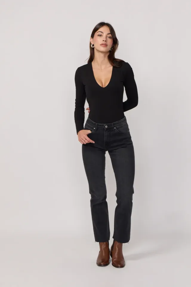 Acquaverde Cara pantaloni bootcut Black Vintage vita alta
