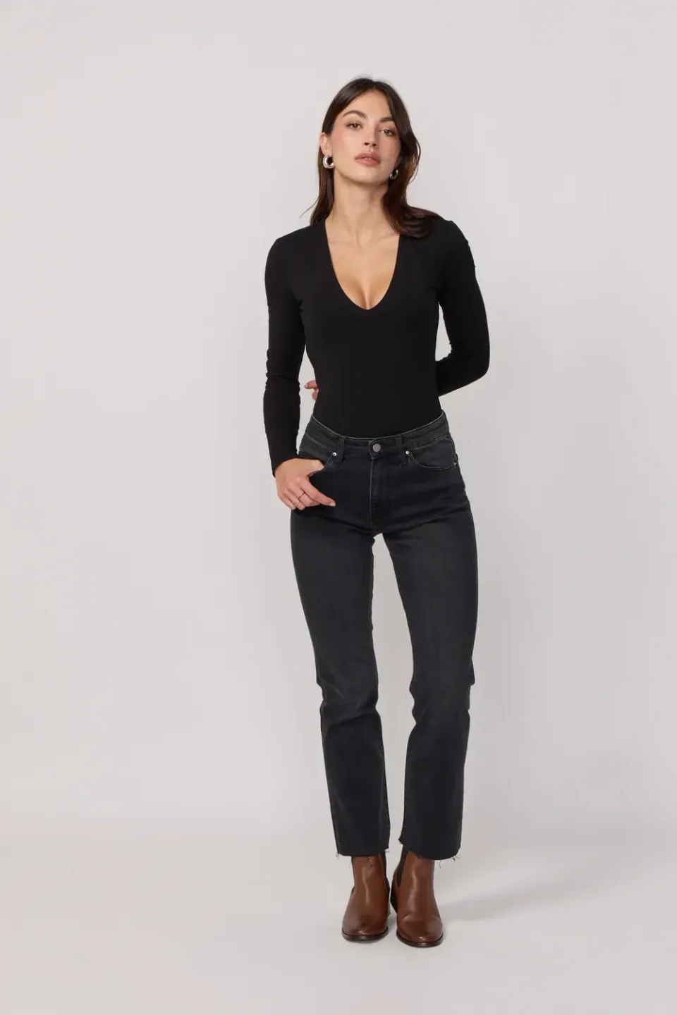 Acquaverde Cara pantaloni bootcut Black Vintage vita alta