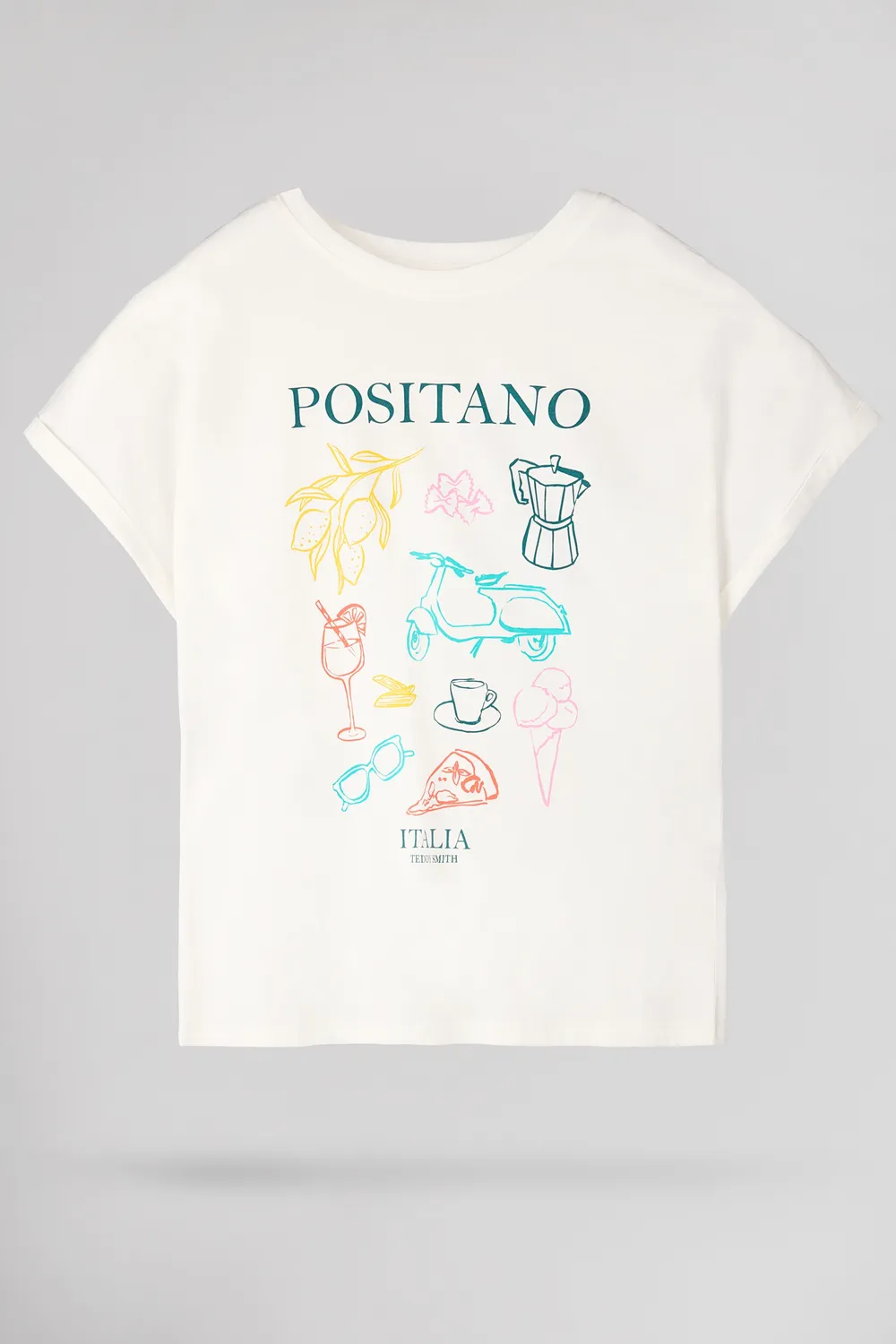 Teddy Smith T-Italia MC T-shirt oversize donna Middle White Italia