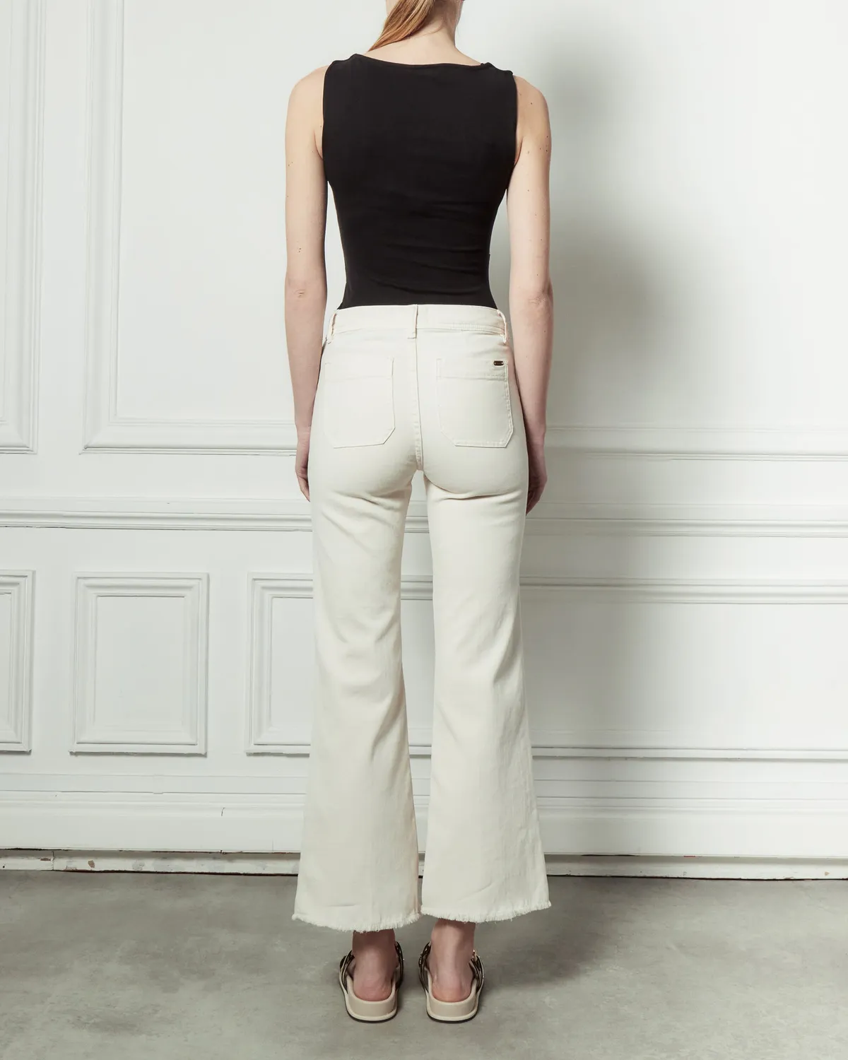 acquaverde Carlotta pantaloni cropped cream vita media