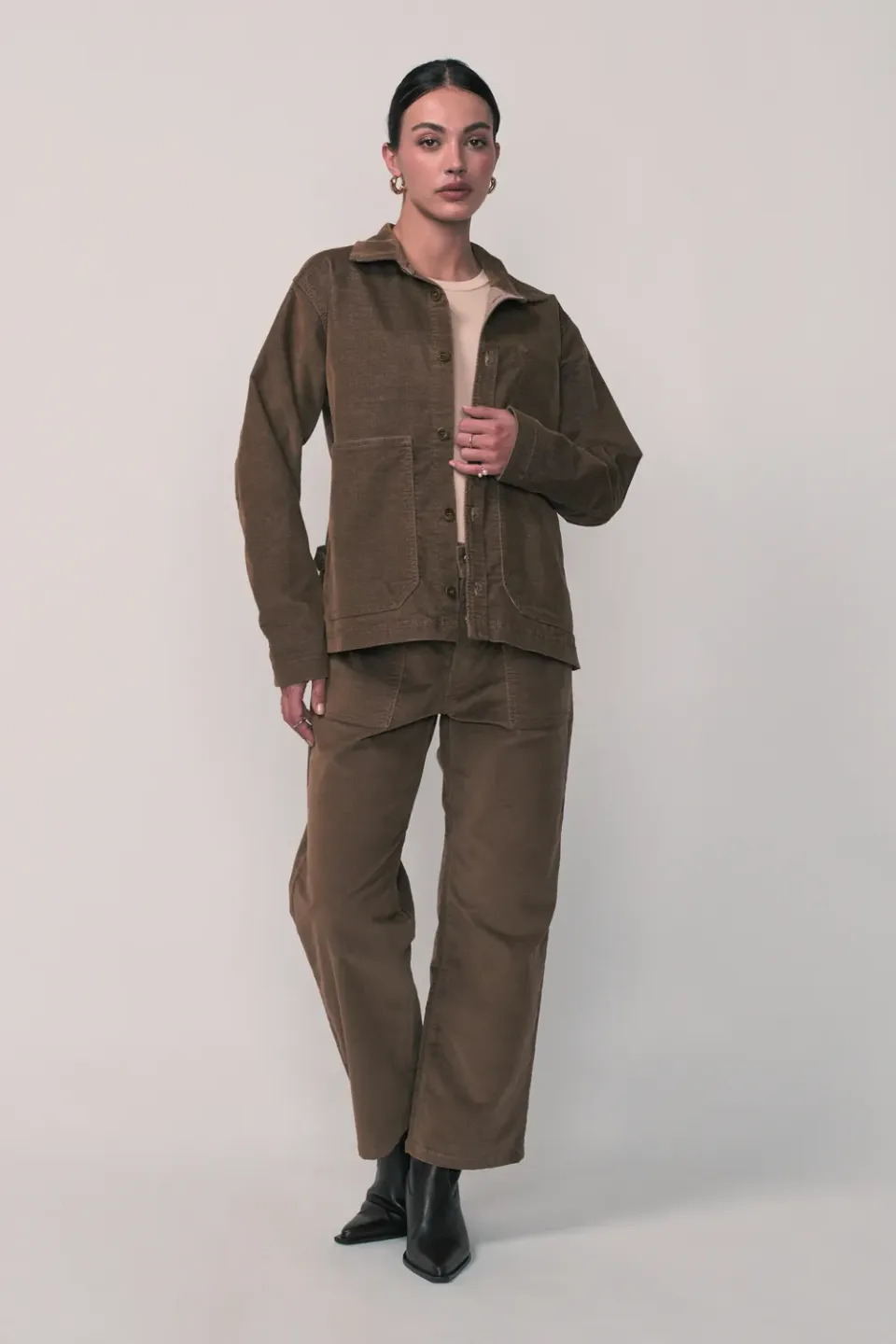 acquaverde Abby giacca in velluto Tabac oversize