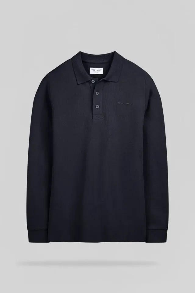 Teddy Smith P-Joel ML polo manica lunga blu navy cotone
