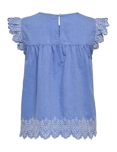 ONLY Onltulum EMB top donna maniche corte ricamato