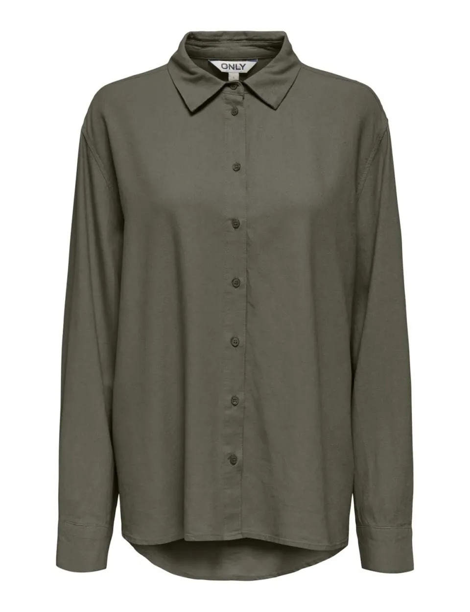 ONLY Onlgoa Lino camicia donna manica lunga verde