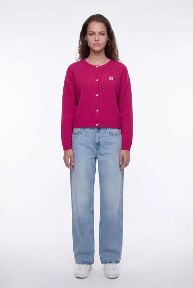 Teddy Smith G-Amelia Cardigan Donna Fucsia Misto Lana