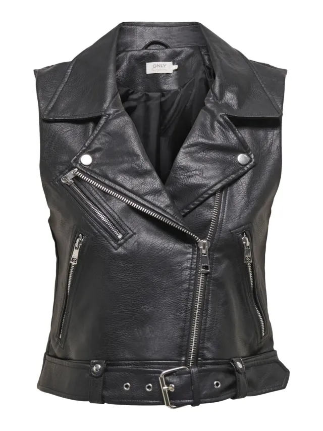 ONLY Onlvera Giacca Similpelle Donna Nera M