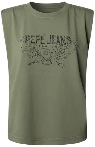 Pepe Jeans Bertha t-shirt donna bianca smanicata cuore