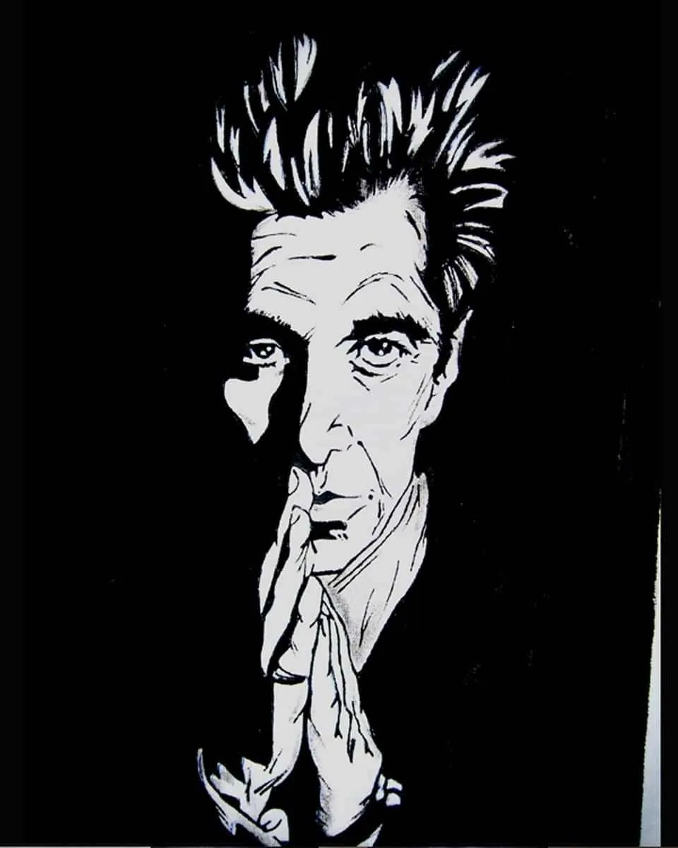 Never Say Never Al Pacino T-Shirt Dipinta a Mano Cotone