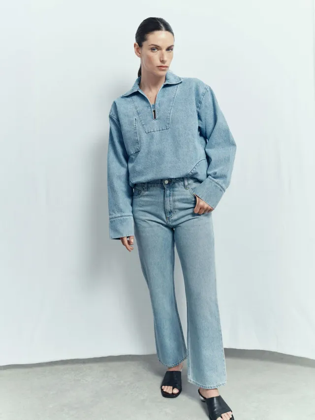 acquaverde Anouck jeans vita alta dirty bleach