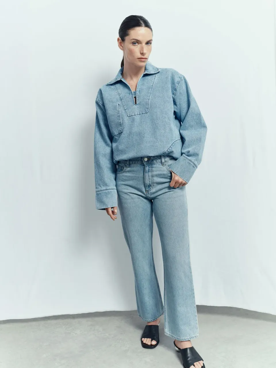 acquaverde Anouck jeans vita alta dirty bleach