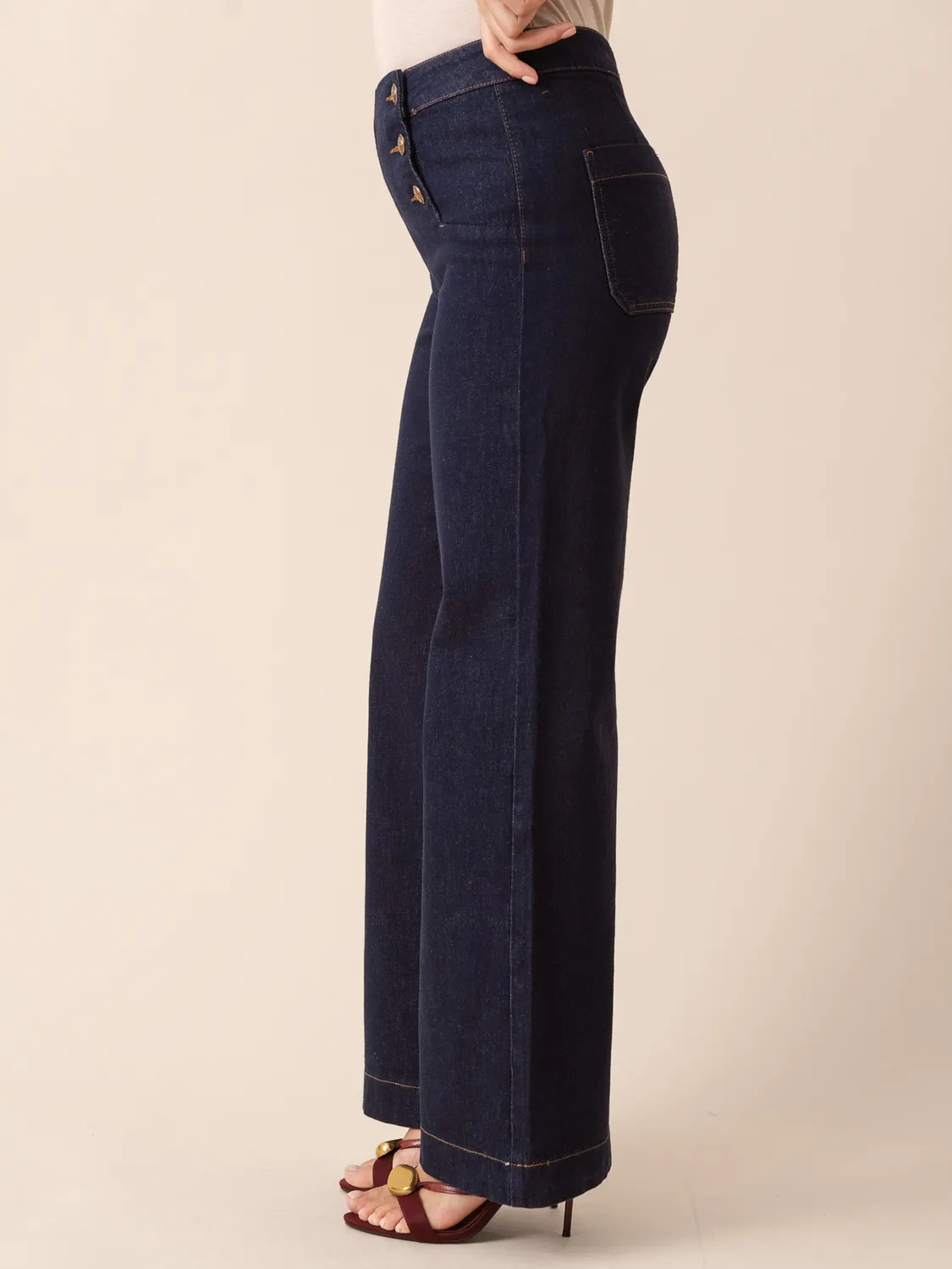 Oraije Victo jeans wide grezzi vita alta lunghi