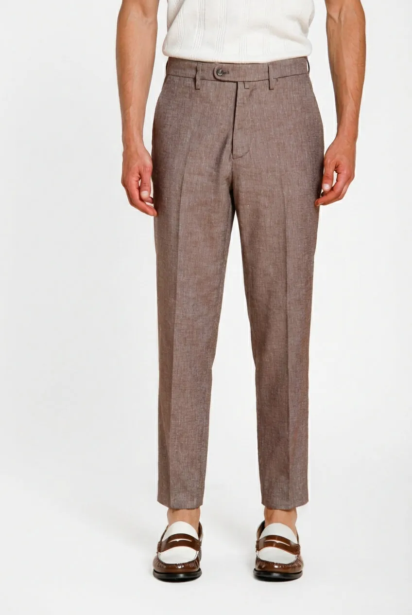 Mason's Boston pantalone chino uomo tortora lino relaxed