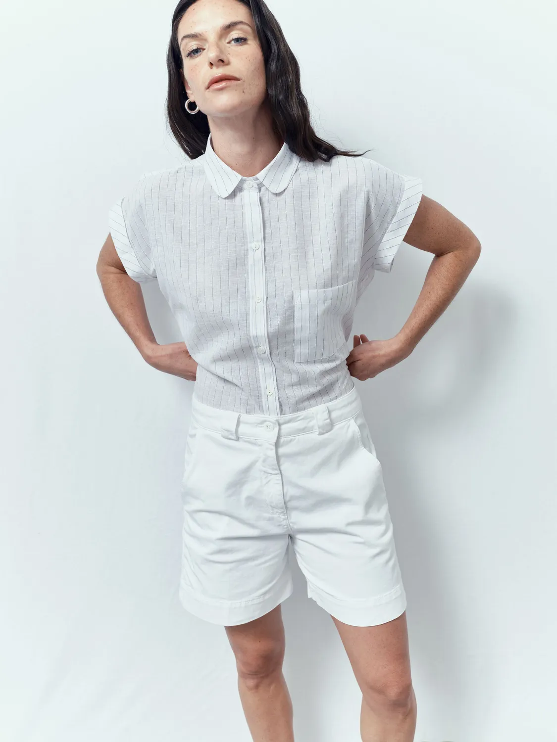 Acquaverde Vermont short bianco gamba ampia