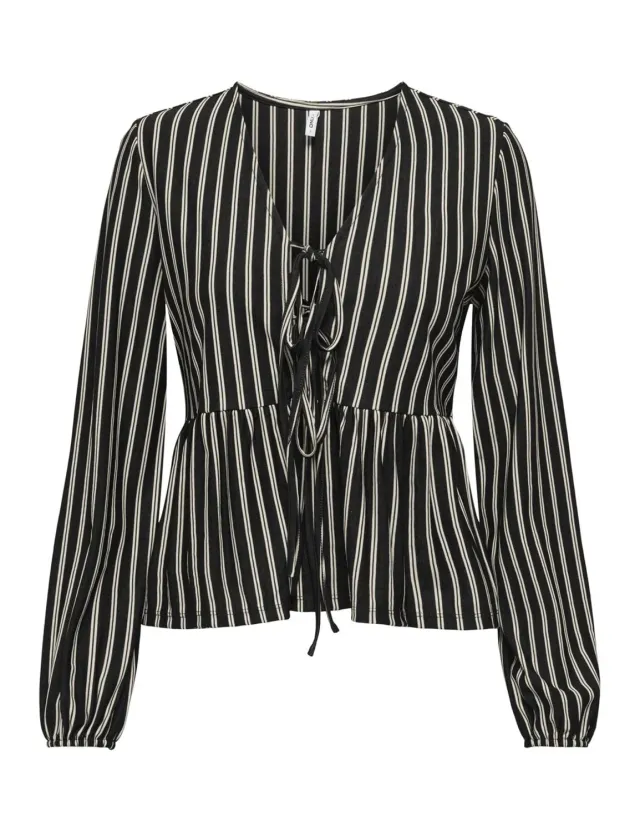ONLY Onljally Tie top jersey maniche lunghe nero