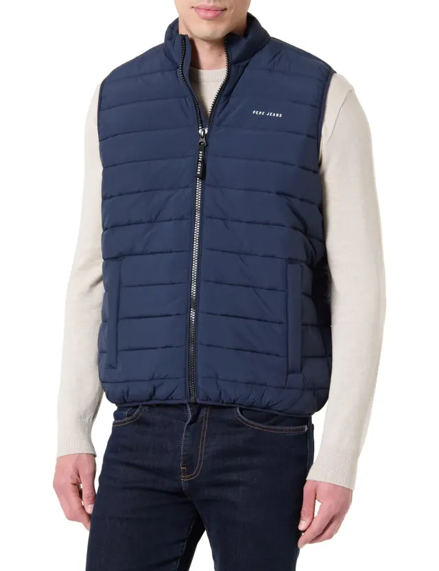 Pepe Jeans M Light Puffer Vest gilet uomo L blu navy leggero