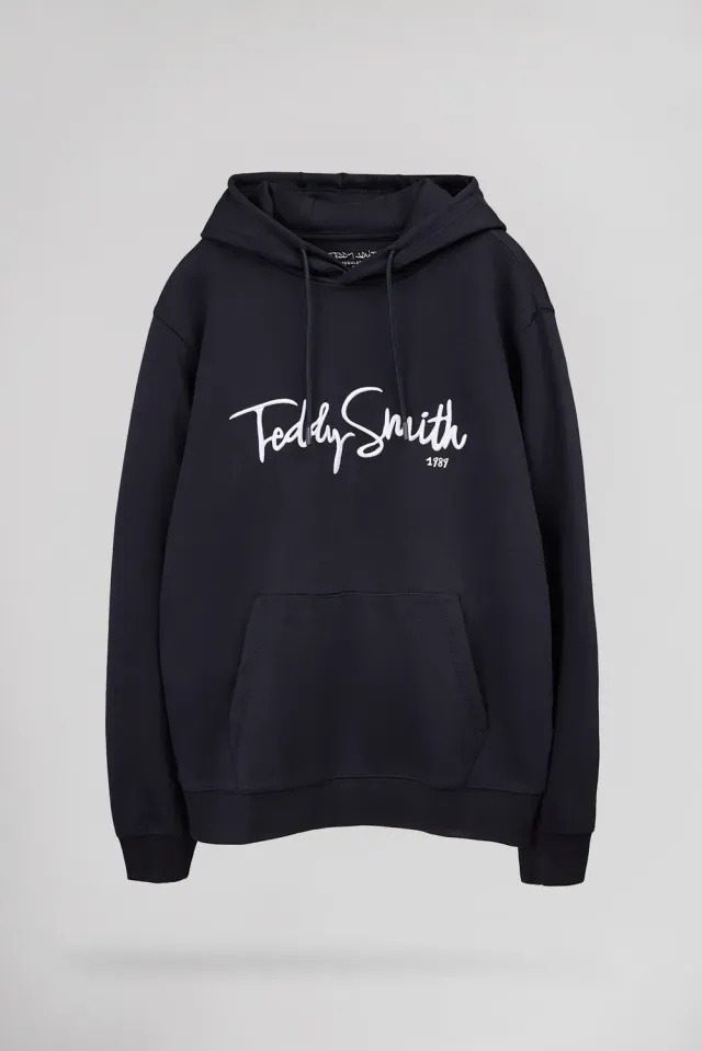 Teddy Smith S-Evry Hoody felpa con cappuccio blu navy cotone