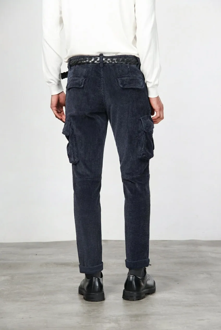 Mason's Chile Pantalone Cargo Velluto Blu Notte Regular
