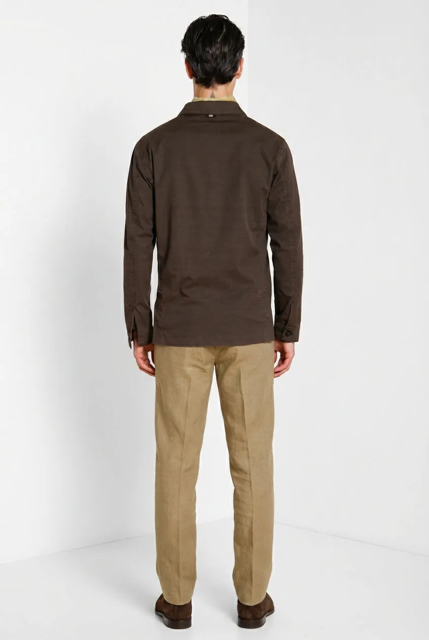 Mason's City giubbotto uomo marrone cotone lino