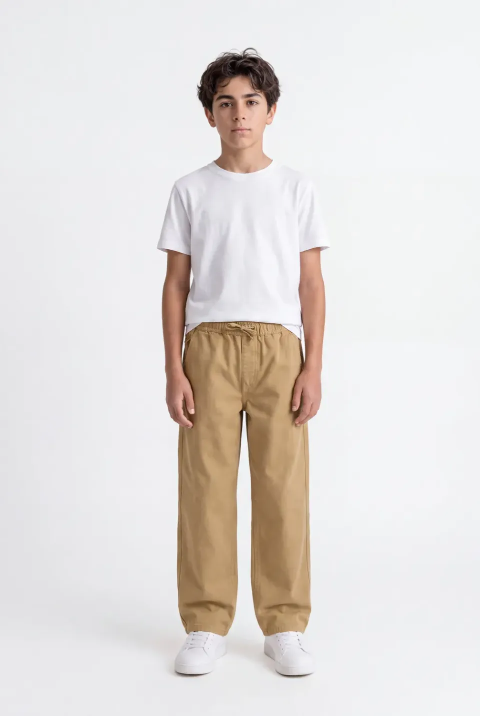 Teddy Smith P-Dexter Jr pantaloni bimbo beige tela ampia
