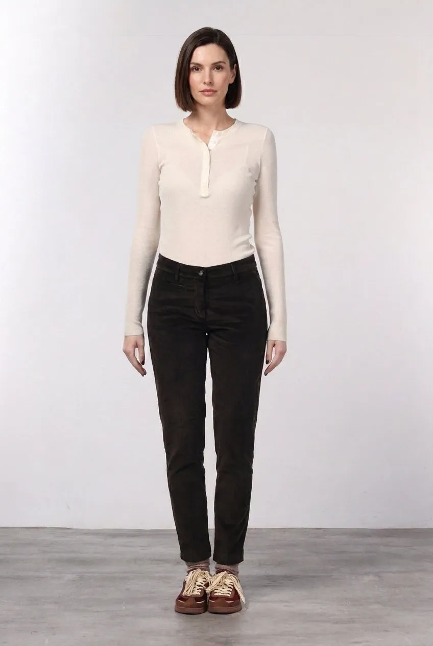 Mason's New York Slim chino velluto marrone slim donna