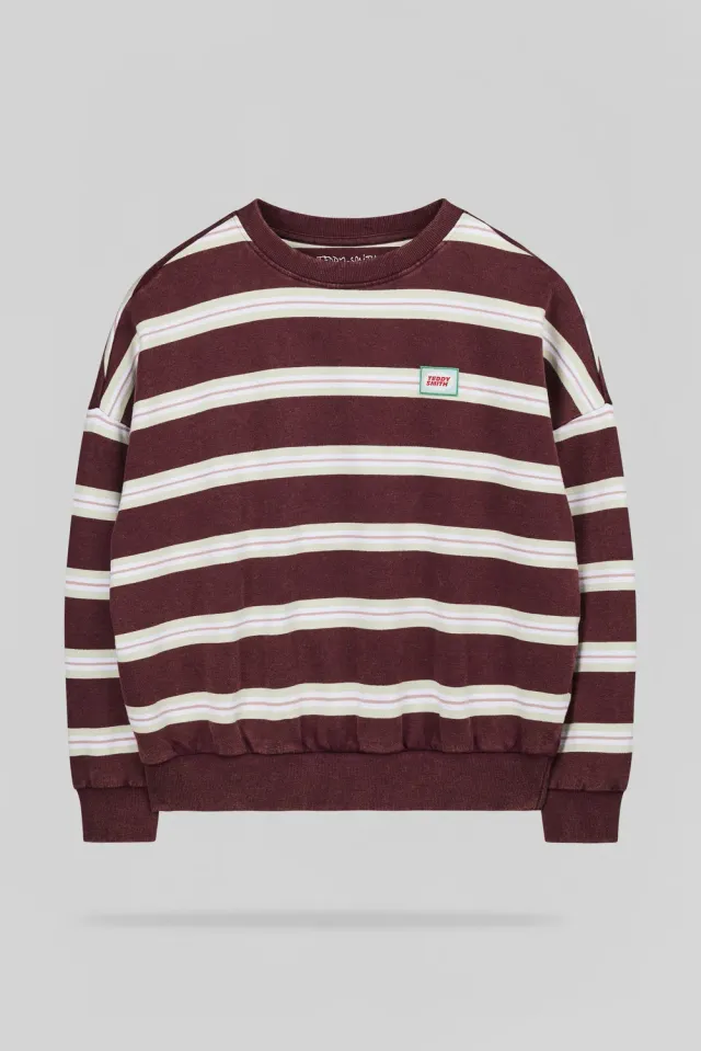 Teddy Smith S-Kate RC JR Felpa Bambino Bordeaux Righe Cotone