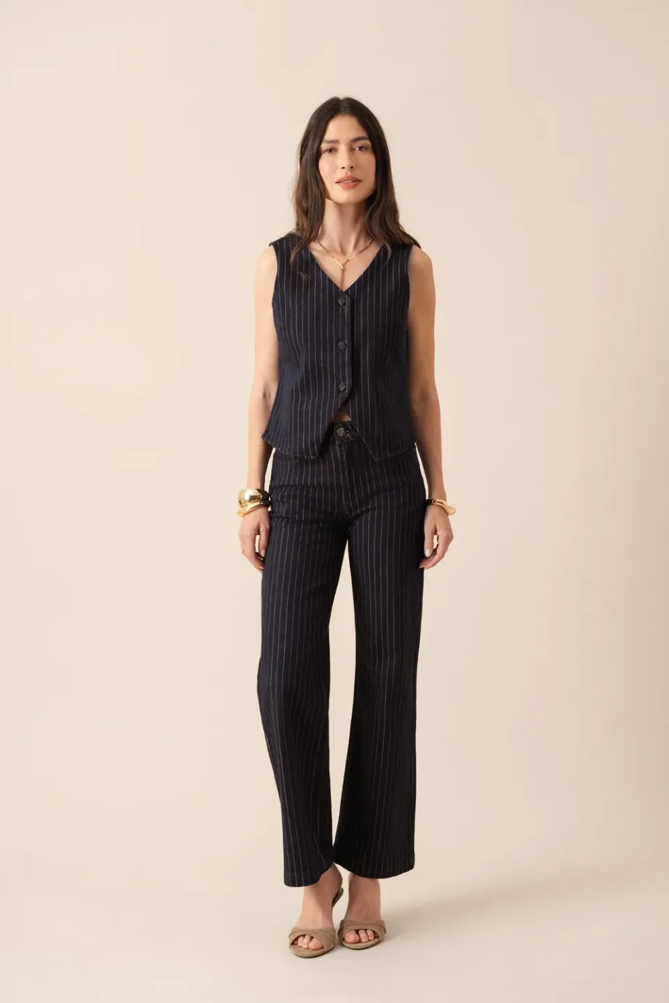 Oraije Vienna jeans wide rigato brut