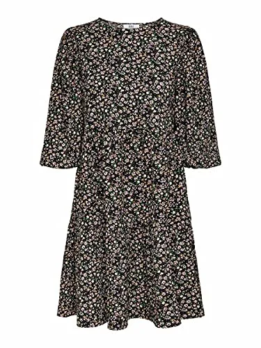 Only abito corto donna nero S maniche palloncino