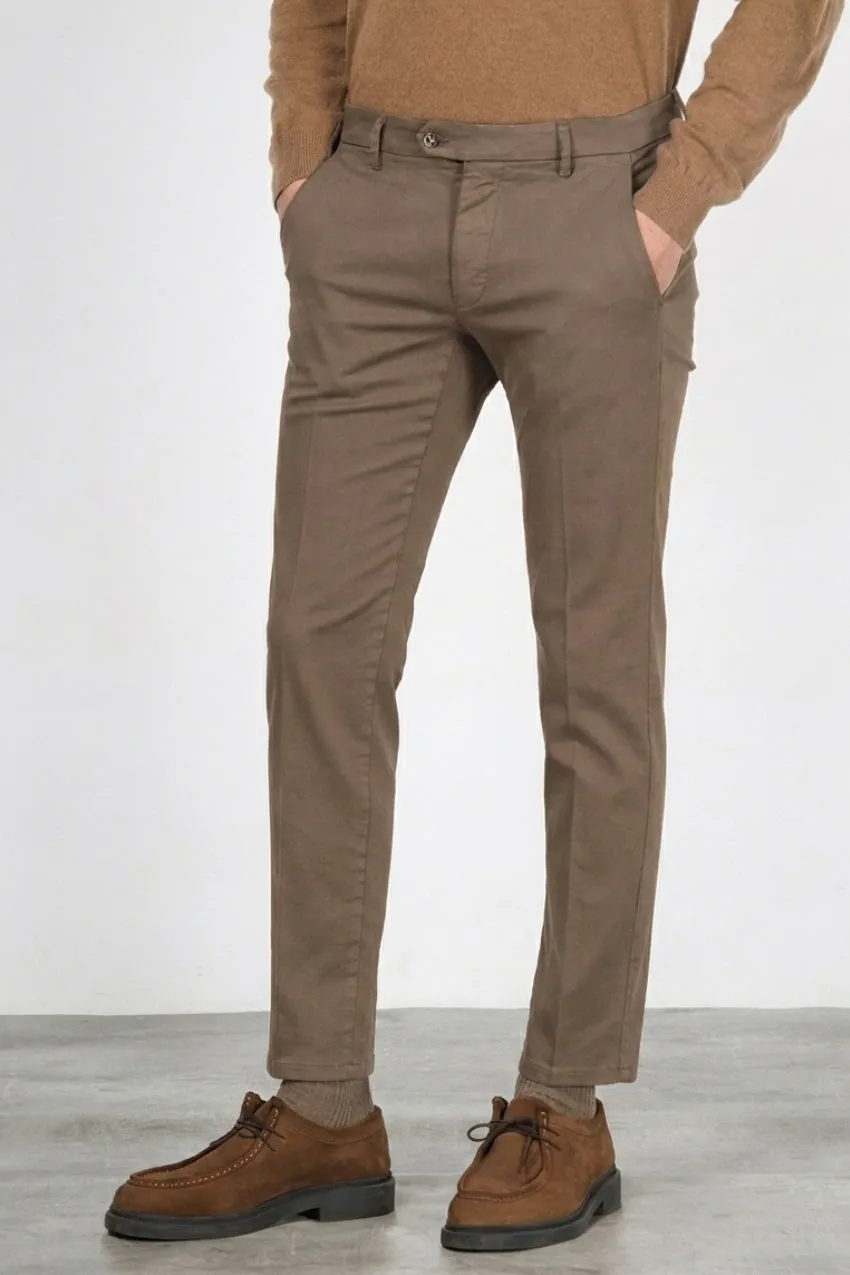 Mason's Torino Flex pantalone chino uomo marrone slim