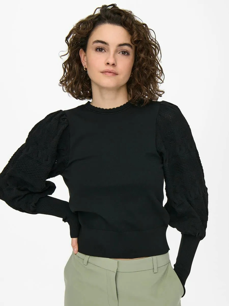 Only Onlmelita Pullover Donna Girocollo Maglia Lunga Nero