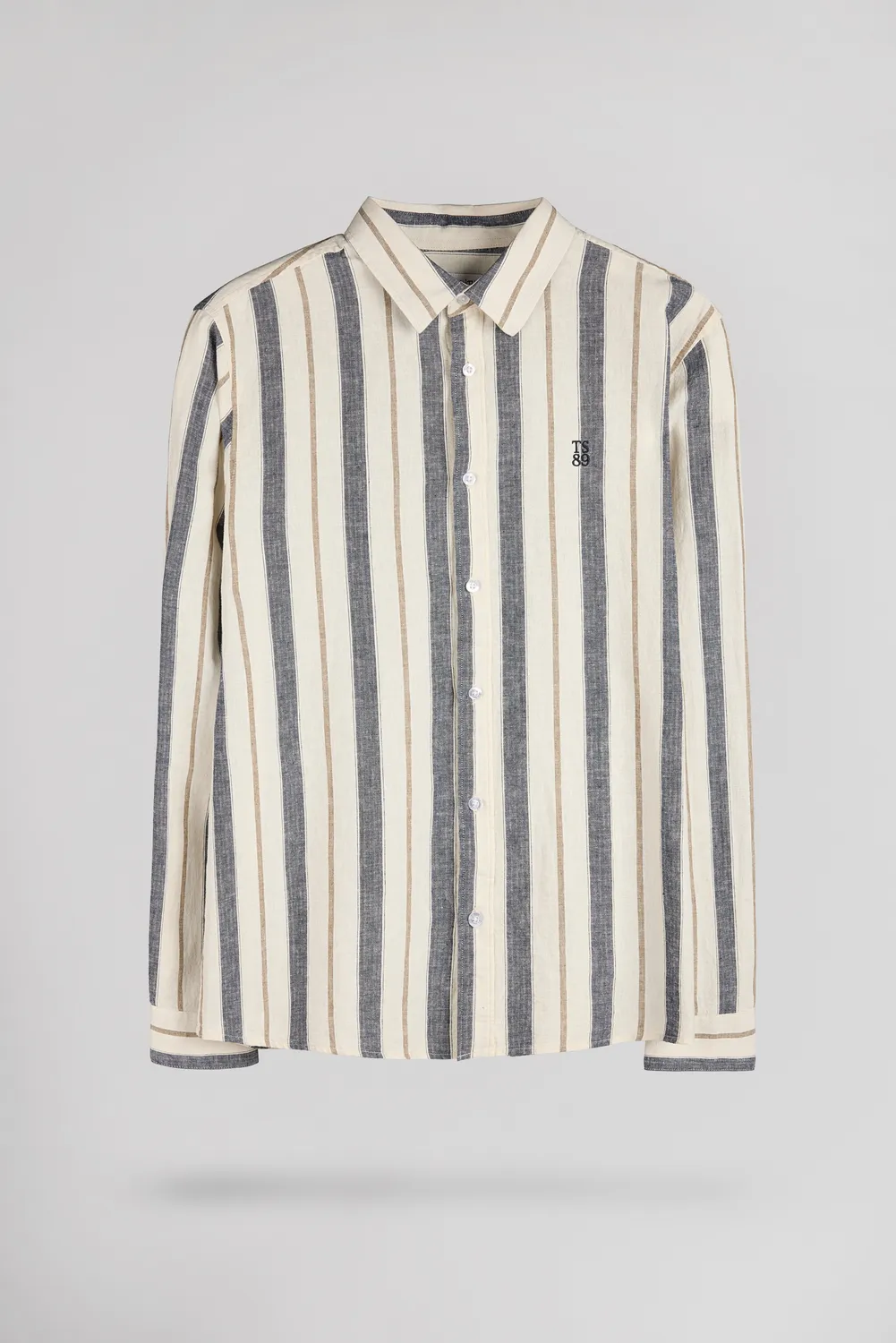 Teddy Smith C-Darius camicia uomo lino righe blu navy