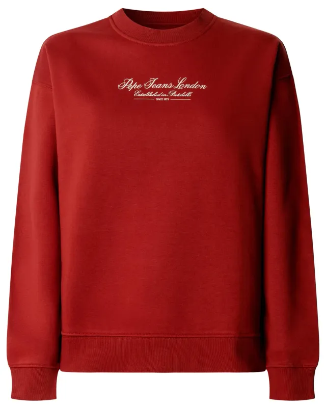 Pepe Jeans Center Logo Crew felpa donna M navy cotone