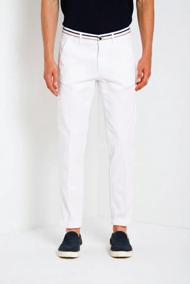 Mason's Torino Summer pantalone chino uomo bianco slim fit