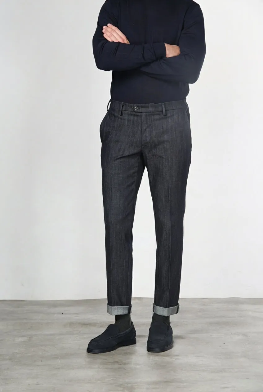 Mason's New York pantalone chino uomo denim blu navy regular