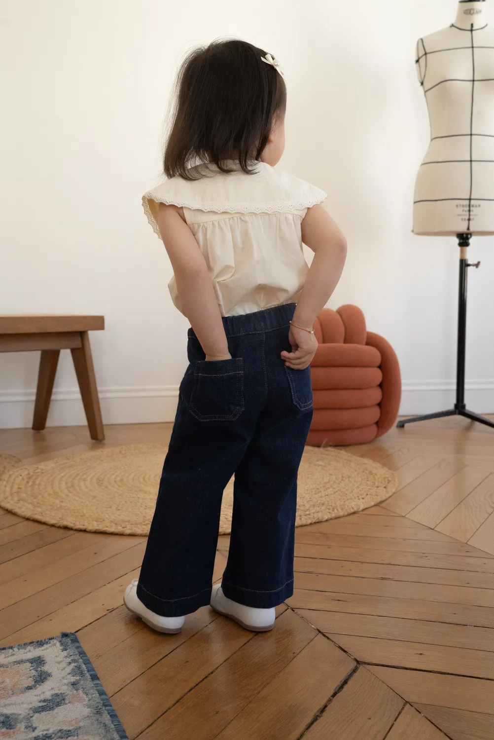 Oraije Vittoria jeans wide bimba denim grezzo